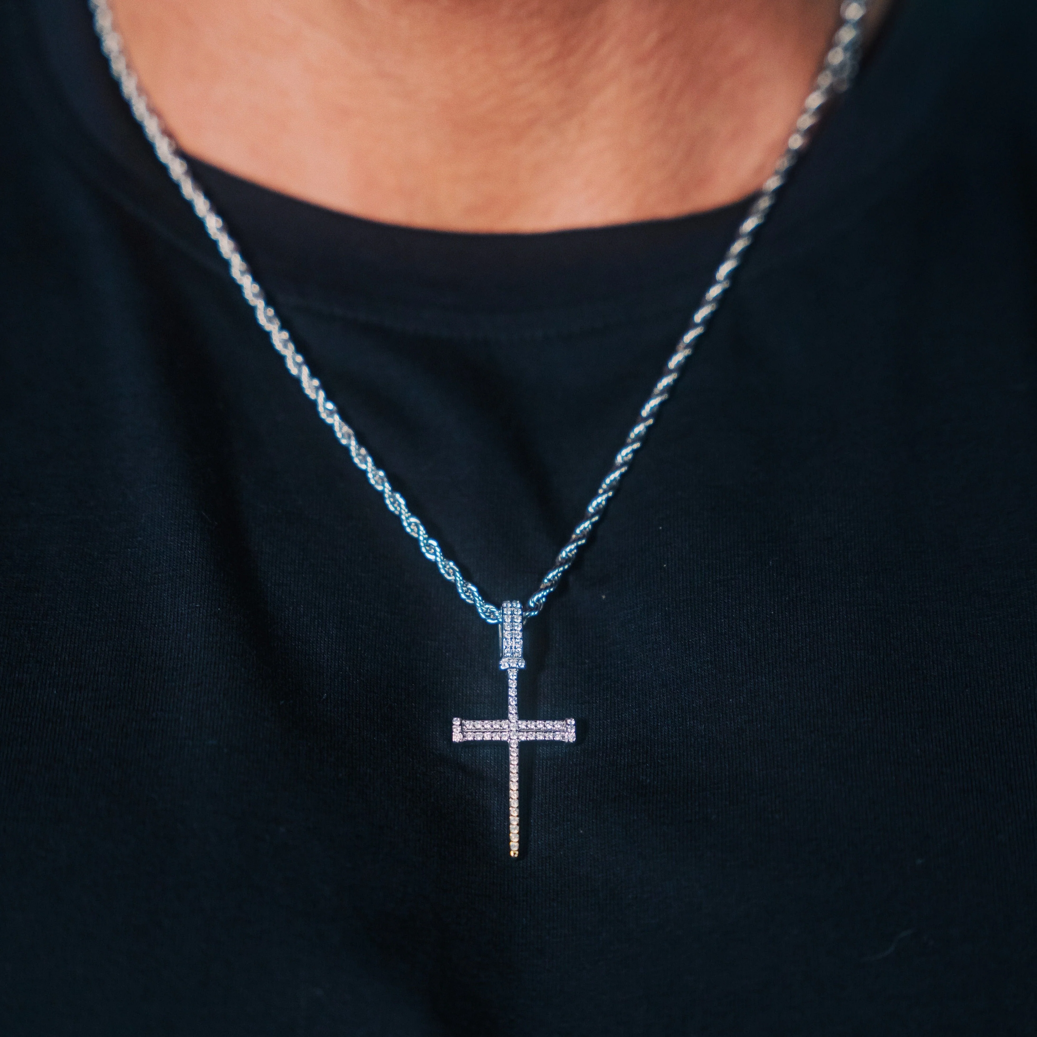 Iced Nail Cross - Silver RG114S - Image 7